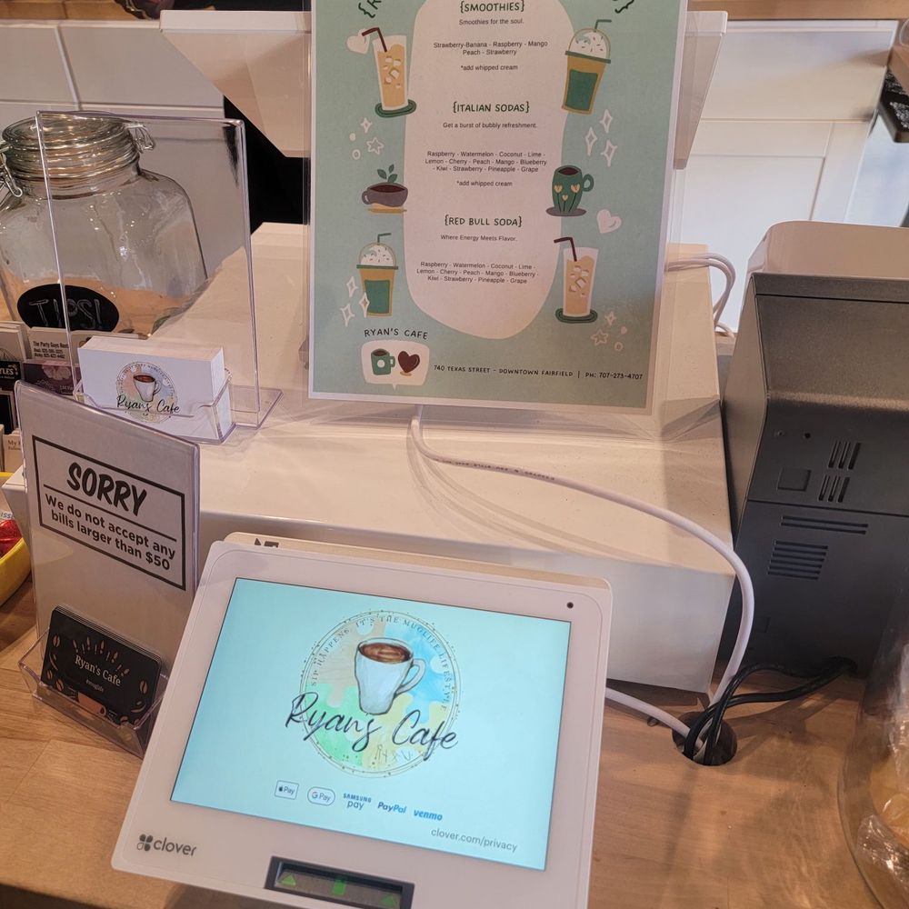 Ryan’s Cafe - a menu on a tablet - Coffee & Tea Near Me - Fairfield, California