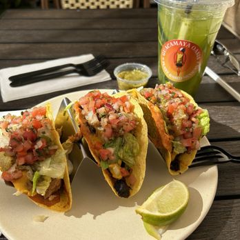 Guacamaya Oasis - Crunchy Tacos (3) I got a chicken & 2 of the mushroom tacos. - Mexican Near Me - Downey, California