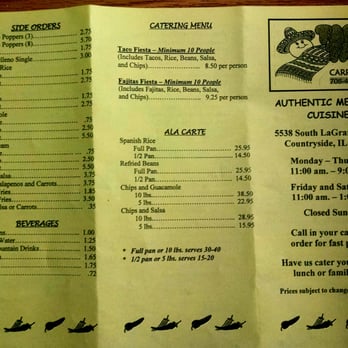 Taco Taco - Menu for taco taco 5/2015. - Mexican Near Me - Countryside, Illinois Taco Taco - Menu for taco taco 5/2015. - Mexican Near Me - Countryside, Illinois