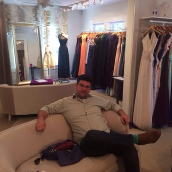 Bella Bridesmaids - My fiancé waiting while I try on dresses - Bridal Near Me - Houston, Texas