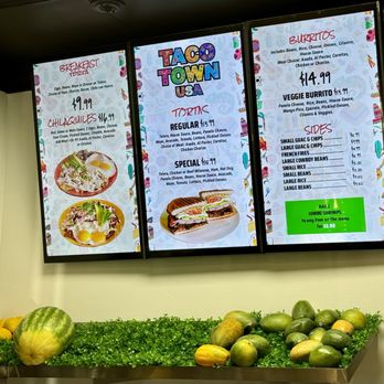 Taco Town USA - Some of the menu. They have changing displays! The  chilaquiles looks amazing. - Tacos Near Me - Norco, California