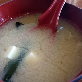 Sake Sushi & Grill - Miso Soup. Has tofu and seaweed. - Sushi Bars Near Me - Placentia, California Sake Sushi & Grill - Miso Soup. Has tofu and seaweed. - Sushi Bars Near Me - Placentia, California