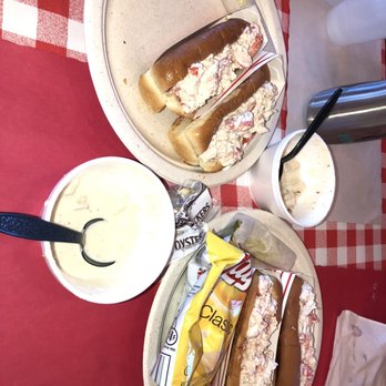The Lobster Stop - Two orders of double Lobster Rolls comes with chips and a pickle - Seafood Near Me - Quincy, Massachusetts The Lobster Stop - Two orders of double Lobster Rolls comes with chips and a pickle - Seafood Near Me - Quincy, Massachusetts