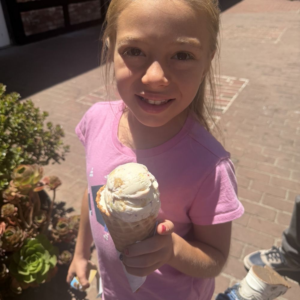 Daughter with birthday ice cream flavor Daughter with birthday ice cream flavor