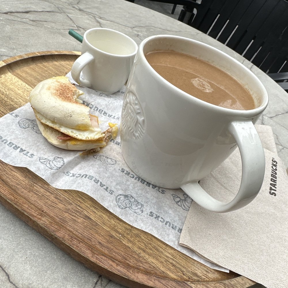 Starbucks - Sitting outside enjoying a coffee and egg sandwich! - Coffee & Tea Near Me - Barcelona, B