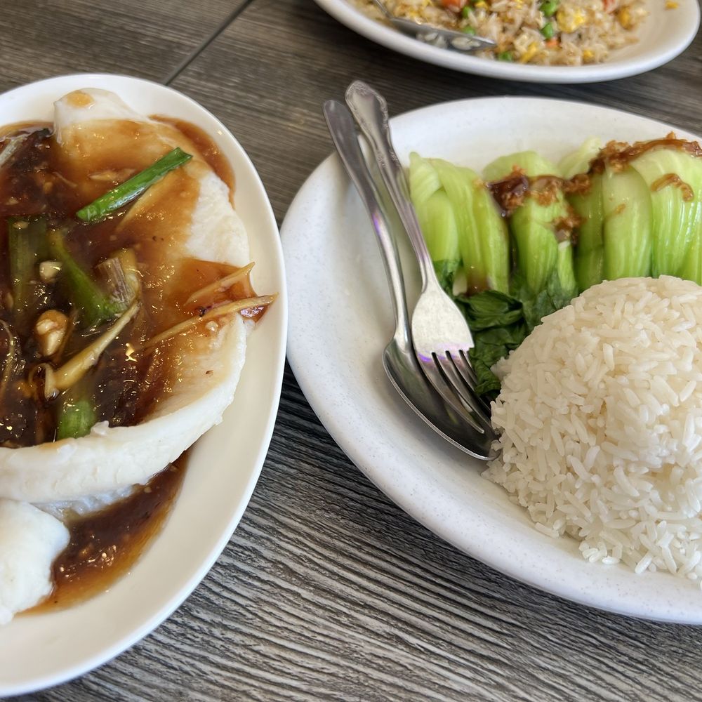 Steamed swai with ginger and bok choy Steamed swai with ginger and bok choy