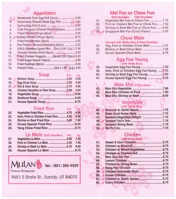 Menu photo 5 Mulan Chinese Restaurant Sandy, UT Menu photo 5 Mulan Chinese Restaurant Sandy, UT