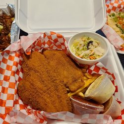 Harris' Smokehouse BBQ - Fish and chips (catfish). Yumminess.