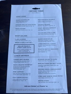 Menu photo 1 Chuckanut Manor Seafood & Grill Bow, WA