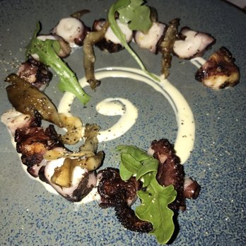 Kata Robata - Grilled Octopus with Yuzukosho Vinaigrette, oyster mushroom, arugula. Earth pairing of the oyster mushrooms. - Sushi Bars Near Me - Houston, Texas