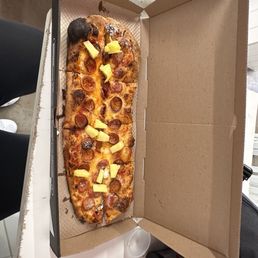 Pizza and some pineapple I threw on there.