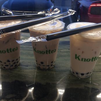 Knottea Cafe House - 2 Black Milk Teas and 1 Jasmine Green Tea! - Coffee & Tea Near Me - Stanton, California