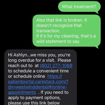 Westwind Dental - Phoenix - Text received from business - Cosmetic Dentists Near Me - Phoenix, Arizona