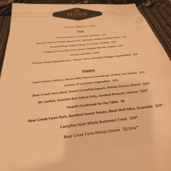 Husk - 5 March supper menu - Southern Near Me - Nashville, Tennessee Husk - 5 March supper menu - Southern Near Me - Nashville, Tennessee