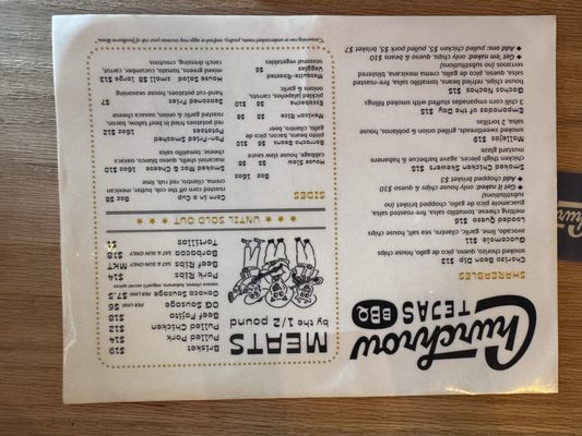 Menu photo 1 Churchrow Tejas Bbq Austin, TX