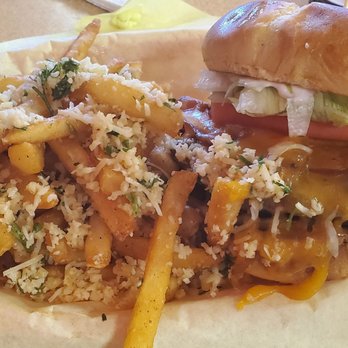 Stuff-It Burgers - Lunch special bacon cheese burger I added garlic fries. - Burgers Near Me - Kingman, Arizona Stuff-It Burgers - Lunch special bacon cheese burger I added garlic fries. - Burgers Near Me - Kingman, Arizona