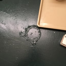 Bubbling paint on the bathroom counter top Bubbling paint on the bathroom counter top