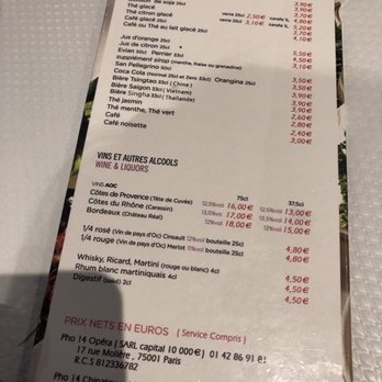 Pho 14 Opera - Menu - Vietnamese Near Me - Paris, 75 Pho 14 Opera - Menu - Vietnamese Near Me - Paris, 75