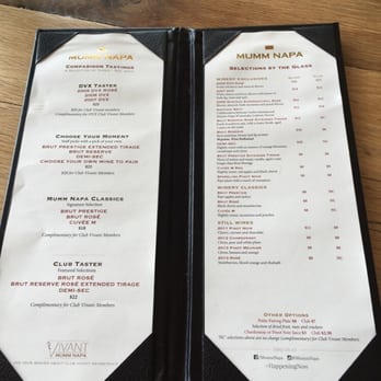 Mumm Napa - The menu - Wine Tasting Room Near Me - Rutherford, California