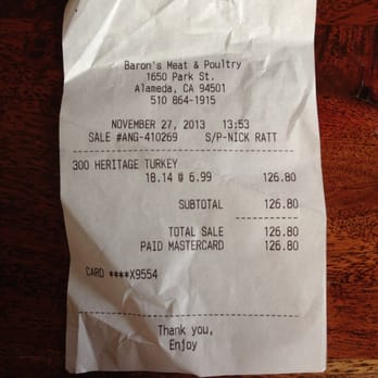 Baron's Quality Meats & Seafood - $126.80 frozen turkey. - Meat Shops Near Me - Alameda, California