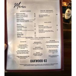 Oakwood 83 - Food Menu @ Oakwood 83 . 1959 W Montrose Ave, Chicago, IL  Old Dive Bar American/Greek Grill Jukebox. Open Late to 4am. Cool!