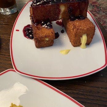 MoCo's Founding Farmers - French Toast with Blueberry Compote - New American Near Me - Potomac, Maryland MoCo's Founding Farmers - French Toast with Blueberry Compote - New American Near Me - Potomac, Maryland