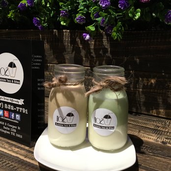1102 Bubble Tea & Bites - Coffee Yogurt (left) and Matcha Yogurt (right) - Desserts Near Me - Arlington, Texas