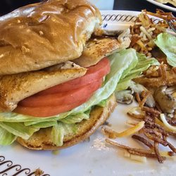 Chicken sandwich - had to ask for the lettuce, tomato and pickles. It was great