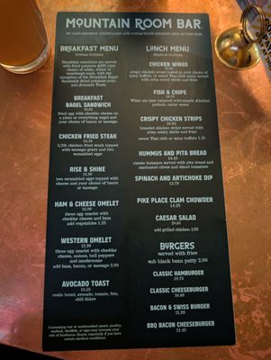 Menu photo 1 Mountain Room Bar SeaTac, WA