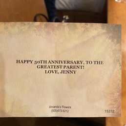 A slight typo ("parents"), though my mom loved it and is taking full credit for being the greatest :) A slight typo ("parents"), though my mom loved it and is taking full credit for being the greatest :)