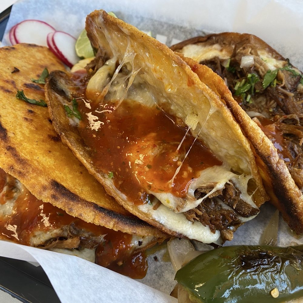 Salt And Pepper Taqueria - 3 queso tacos carnitas - Mexican Near Me - Turlock, California Salt And Pepper Taqueria - 3 queso tacos carnitas - Mexican Near Me - Turlock, California