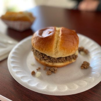 Dad's Coneys and Wraps Graceland - a hamburger on a paper plate - Hot Dogs Near Me - Columbus, Ohio