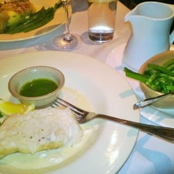 Vinos Restaurant & Cafe - Hake, green beans,Mustard&dill sauce@ Vinos Restaurtant