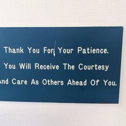 Indiana Emergency Dental - Well worded lobby sign