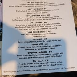 Tail Spin Bar & Grill - Menu