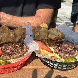 Beach Front Grille - 2 burgers with tomato, Tuesday special $6.50 a piece