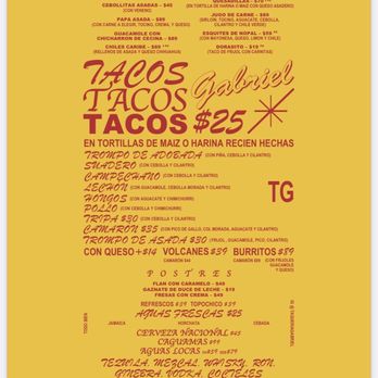 Taqueria Gabriel - Menu - Tacos Near Me - México, D.F., DIF Taqueria Gabriel - Menu - Tacos Near Me - México, D.F., DIF