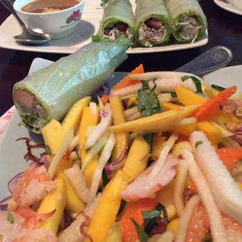Square Lotus - Papaya mango salad with chicken summer rolls - Vietnamese Near Me - Bellevue, Washington