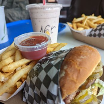 Red's Burgers - Jalapeno burger, fries, strawberry shake - Burgers Near Me - Seward, Alaska