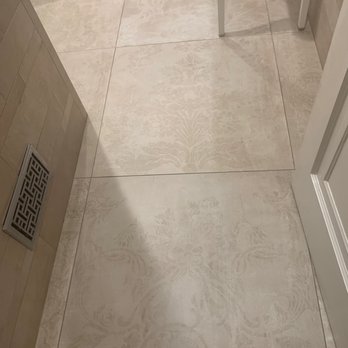 Cornerstone Home Design - 32/32 floor tiles w a slight floral pattern in my small bathroom. Love it. - Kitchen & Bath Near Me - South San Francisco, California