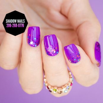 Shadow Nails - Fullset SNS Healthy Natural Nails dipping powder with cool sparkles falling design - Nail Salons Near Me - Seattle, Washington Shadow Nails - Fullset SNS Healthy Natural Nails dipping powder with cool sparkles falling design - Nail Salons Near Me - Seattle, Washington