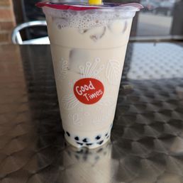 Special brown sugar latte with double boba