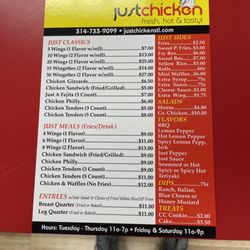 Just Chicken - Menu 10/24/23