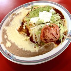 Guayabito's Mexican Restaurant - Chicken Chimichanga covered in Mole sauce
