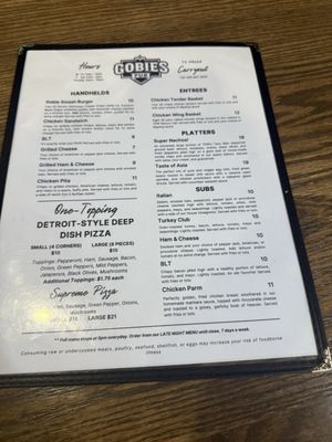 Menu photo 1 Gobies Pub Minden City, MI