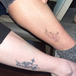 Rethink Your Ink - My sisters tattoo with no treatment and mine after 3.