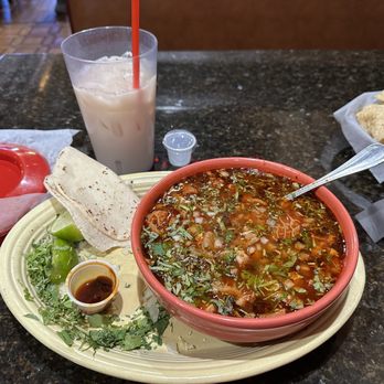 Los Jalapenos - Menudo with homemade corn tortillas and fresh horchata! - Tex-Mex Near Me - Carrollton, Texas