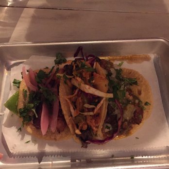 Rojo Gusano - Left to right: pork belly,Korean, short rib - Mexican Near Me - Chicago, Illinois