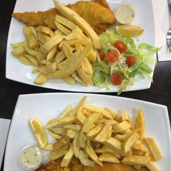 Ben's Fish and Chips - Cod and haddock fish and chips, one with salad - not enough tartar sauce - Fish & Chips Near Me - London, XGL Ben's Fish and Chips - Cod and haddock fish and chips, one with salad - not enough tartar sauce - Fish & Chips Near Me - London, XGL