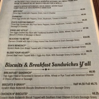 Eva's On Main - Menu - Southern Near Me - Summerville, South Carolina